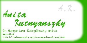 anita kutnyanszky business card